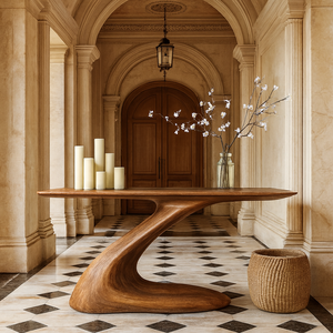 Luxali Dco08 Custom Modern <b>Rustic</b> Solid <b>Wood</b> Console Furniture Handmade Narrow <b>Table</b> Hotel Entryway Apartment <b>Dining</b> School Home - Product Image 4