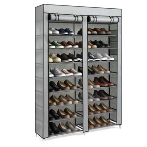 Scarpiera salvaspazio in PP per ingresso e palestra - Mobile scarpiera a 10 livelli con tubi in ferro e componenti in plastica (Grigio) - Product Image 5