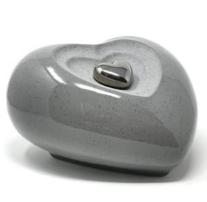 Urne funéraire miniature en forme de cœur bicolore gris pour cendres, cœur pour cendres funéraires en métal laiton/aluminium - Product Image 3