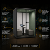 Cabine de travail acoustique modulaire en aluminium pour deux personnes