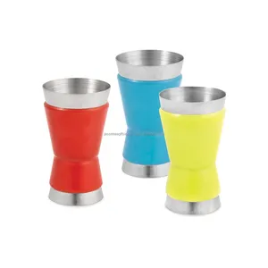 Metal Tumbler With Silver Matte & Multi Color Enamel Finishing Simple Design Round Shape Good Quality For Drinking Set Of Three