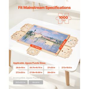 บอร์ดปริศนาจิ๊กซอว์ไม้แบบพกพาขนาด29X21นิ้วพร้อมฝาครอบลิ้นชักแบบ1000ชิ้น - Product Image 2