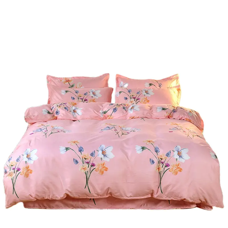 New 4 Pcs Bedsheets100% Cotton Queen Comforter Set Bedding and Pillow cases customized printed sheets for kids and Adults
