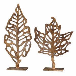 New Arrival <b>Leaf</b> Sculpture and Aluminum Metal Set of 2 Best for Home Decor Gifting Option Office Statue - Product Image 1
