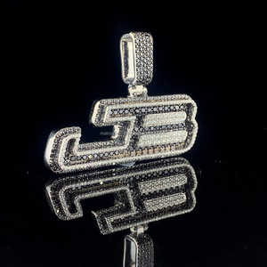 Personalizado Blanco y Negro Dos Tonos Moissanite Diamante Dos Capas Hip Hop 925 Starling Plata Diamante Colgante - Product Image 2