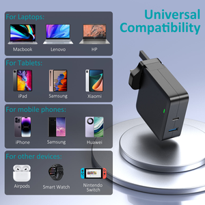 Chargeur mural 100W PD 3.0 GaN USB-C à charge rapide avec câble Type-C + adaptateur secteur USB-A pour ordinateur portable <span class=keywords><strong>MacBook</strong></span> iPhone <span class=keywords><strong>Airpods</strong></span> - Product Image 4