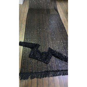 Sari de soirée de créateur avec broderies en organza, sequins et travail de fil, superposition transparente pour robes de bal - Product Image 3