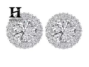 ต่างหูเพชรทรงกลมเจียระไนแบบบริลเลียนท์ ทอง 14K ประดับเพชรแล็บโกรว์แบบเฮโล ได้รับการรับรองจาก IGI และ GIA - Product Image 2