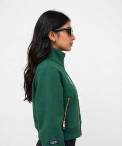 Oneten Green Stand Collar Zip up Eco-friendly 100% Cotton <b>Tank</b> <b>Top</b> <b>Women</b> Sporty Cropped Spaghetti Straps - Product Image 3