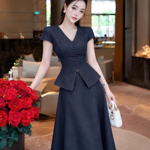 Fashion Two Piece skirt long <b>Set</b> Women's chiffon Sleeveless Full Length Solid Casual Skinny Fit Washable Eco-Friendly Customized - Product Image 3