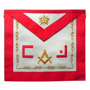 Custom Embroidered 3D <b>Sew</b>-On Master Mason Masonic Apron Red White Gold Trim Classical Style Freemason Regalia Ceremonial - Product Image 4