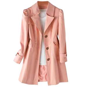 High Quality <b>Womens</b> Trench <b>Coat</b> <b>Double</b> <b>Breasted</b> Belted Long Overcoat Elegant Winter Outerwear Custom - Product Image 3