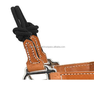 Licol de cheval en cuir véritable à double couture avec double boucle et anneau en métal réglables Tailles personnalisées Commande en gros - Product Image 3
