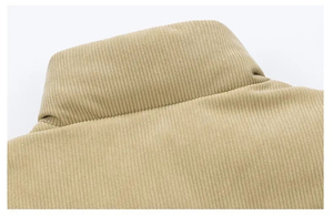 Gilet matelassé kaki pour homme, col montant, avec empiècements en velours côtelé, style décontracté pour l'extérieur, personnalisable OEM, forte demande, vente en gros - Product Image 3