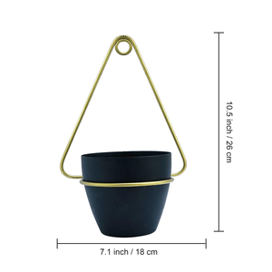 Black Metal <b>Wall</b> <b>Hanging</b> <b>Planter</b> Pots with Gold Triangle Frames | Modern Geometric Flower Pot Holders for <b>Indoor</b> Home Decor - Product Image 3