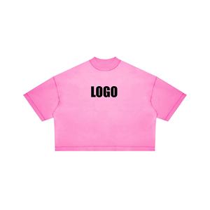 Logo personnalisé T-shirt épais et surdimensionné pour hommes 100% coton avec épaules tombantes Style Boxy avec encolure allongée - Product Image 4