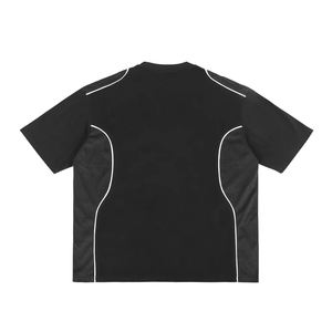 เสื้อยืดสตรีทแวร์วินเทจผ้าตาข่ายตัดต่อผ้าฝ้ายลำลองระบายอากาศได้ดีแขนสั้นสำหรับผู้ชาย สามารถสั่งทำพร้อมโลโก้ได้ - Product Image 2