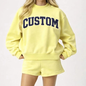 Conjunto Deportivo para Mujer, Sudadera y Pantalones Cortos, Diseño Nuevo, Cómodo para Usar Todo el Día, Personalizable con Logotipo y Diseño, en Algodón y Felpa - Product Image 1