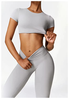 Offre Spéciale – Ensemble de Yoga 2 Pièces Ultra Doux et Écologique en Spandex/Nylon, Taille Haute, Col en V, Bretelles Ajustables, Extensible dans les Quatre Sens