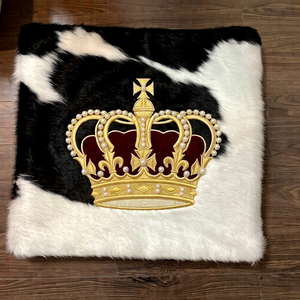 Écusson de luxe personnalisé en forme de couronne, brodé, en cuir, avec strass, appliqué doré, pour sacs, accessoires vestimentaires, épingle de sûreté - Product Image 1