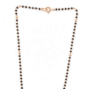 Collar Mangalsutra de Oro Rosa de 18K con Rubí en Forma de Pera y Diamantes, con Cuentas Negras, Alto Brillo, Regalo de Boda para Mujer, Joyería Fina - Product Image 4