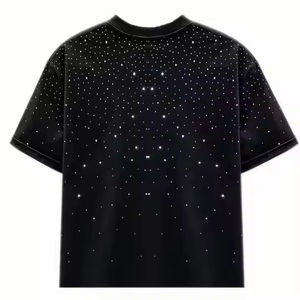 Camiseta de hombre con pedrería, brillante, de algodón, cuello redondo, manga corta, corte ajustado, para fiesta, estilo urbano, top de moda. - Product Image 1