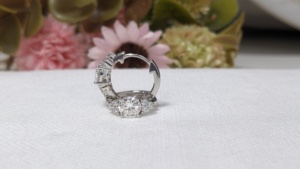 Wholesale 1.80 CTW Brilliant Cut Sparkling Moissanite Halo <b>Huggie</b> Hoop Earrings <b>Solid</b> 14K White <b>Gold</b> for Women-Party Occasion - Product Image 4