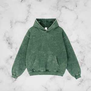 Sweat à capuche oversize personnalisé délavé à l'acide, 400 g/m² de qualité supérieure, en jersey tricoté 100 % coton, couleur unie, pour l'hiver - Product Image 1