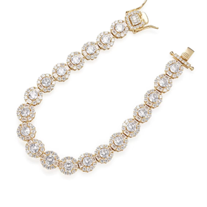 Hip Hop Jewelry Diamond Moissanite Halo Round <b>Adjustable</b> Wrap <b>Bracelet</b> 925 Silver VVS Clarity Moissanite Diamond <b>Bracelet</b> - Product Image 1