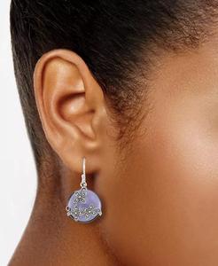 Marcasite (1/5 ct. T. w.) & Orecchini pendenti in pietra di vetro viola in argento Sterling | Macacy's - Product Image 2