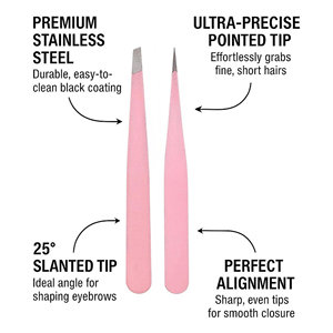 GETUP BROSONS IMPEX – Kit de pinces à sourcils roses à pointe fine et inclinée en acier inoxydable, durables, de précision, pour une préhension fine, outil de maquillage moderne - Product Image 4