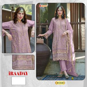 Tenue ethnique élégante en organza brodé, shalwar kameez avec dupatta assortie, salwar kameez en santoon mat lourd, vêtements indiens formels - Product Image 5