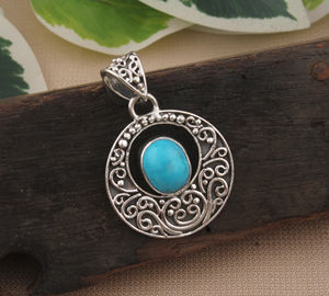 Natural <b>Turquoise</b> Pendant 925 Sterling Silver Blue Gemstone <b>Necklace</b> for Women Fine Jewelry Gift Certified Natural Stone - Product Image 2
