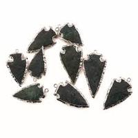Pendentifs en forme de flèche en pierres précieuses naturelles, cabochons en cristal électroplaqué de forme libre pour la fabrication de bijoux, breloques pour colliers, provenant du Gujarat