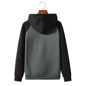 Sudadera con Capucha de Felpa de Algodón Pesado con Mangas Raglán, Diseño Bicolor y Bloques de Color en Contraste, Estilo Urbano, con Bolsillo - Product Image 6