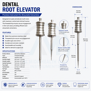 Elevador de Raíz Cryer de Acero Inoxidable, Set Dental Manual, Instrumento Quirúrgico Ortopédico, Certificado CE Clase II, Certificado ISO13485 - Product Image 6