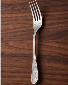 Tenedor de acero inoxidable con diseño barroco vintage en relieve, pulido a espejo, con diseño en relieve profundo, resistente al deslustre, para hotel y hogar. - Product Image 3