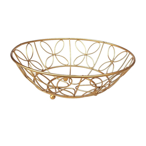Cesta de frutas de metal dorado, frutero de alambre de hierro para almacenamiento en la encimera de la cocina, organizador de mesa decorativo de estilo nórdico. - Product Image 3