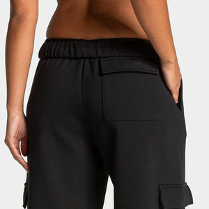 High Quality <b>Women's</b> <b>Black</b> Cargo Pants Loose Wide Leg Drawstring Waist Multi <b>Pocket</b> Fleece <b>Trousers</b> Casual Streetwear Wholesale - Product Image 6