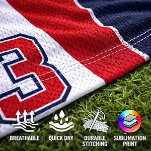 เสื้อบาสเก็ตบอลแบบกำหนดเองสำหรับทีมและลีก แห้งเร็ว ระบายอากาศได้ดี ผ้าโพลีเอสเตอร์ 100% ปักชื่อและหมายเลขผู้เล่นตามสั่ง - Product Image 3