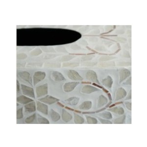 Caja de pañuelos rectangular de alta gama con incrustaciones de nácar y madera hecha a mano para decoración del hogar - Product Image 4