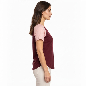 Camiseta Lisa para Mujer, Mezcla de Algodón, Ajuste Cómodo, Transpirable, Diseño Ligero para Uso Diario e Informal - Product Image 4