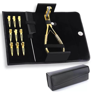 Nouvelles pinces à pression pour extensions de cheveux durables, en acier inoxydable, avec étui noir personnalisé et logo sur mesure - Product Image 4