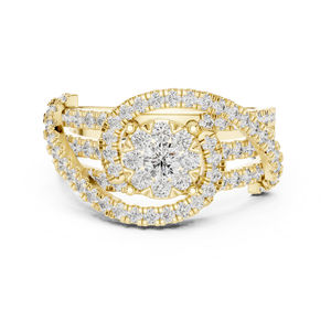 Anillo de Compromiso de Oro Amarillo de 14K con Diamante Cultivado en Laboratorio, Redondo, para Mujer |   Diamante Cultivado Nuevo - Product Image 1