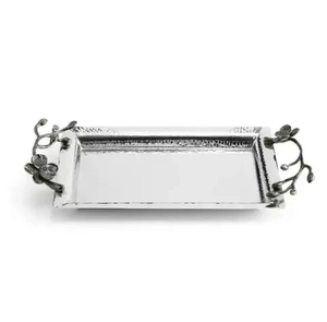 Round Shape <b>Mirror</b> Polished Finished Home Hotel Food And Drinks Serving use metal Tray With handle - Product Image 2