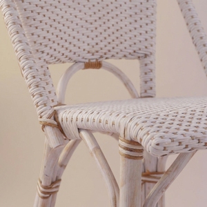 Tabouret de bistrot en rotin tressé artisanal avec dossier, pour café, restaurant, cuisine, extérieur et intérieur, siège décoratif - Product Image 5
