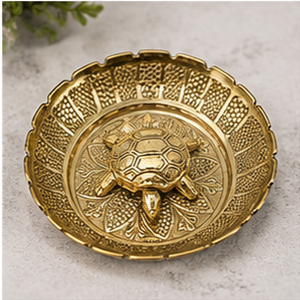 ถาดเต่าทองเหลืองชุบทอง ลายสัตว์นูนแบบวงกลม ของตกแต่งบ้าน งานฝีมือโลหะ - Product Image 6