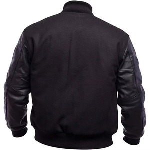 Custom <b>Men's</b> College Varsity <b>Jacket</b> Cow Skin Wool <b>Canvas</b> Breathable Embroidery Fashionable Letterman Style Plus Size Windproof - Product Image 4