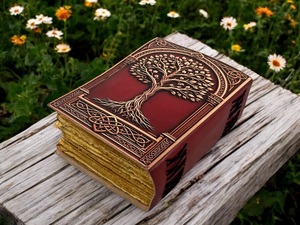 Herb Heritage Tree <b>Life</b> <b>Journal</b> Leather Bound Notebook 200 Sheets Celtic Grimoire Book Shadows Vintage Deckle Edge Diary Water - Product Image 2