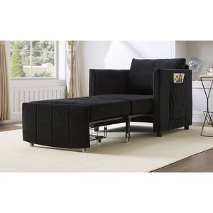 Divano Letto Convertibile Imbottito da 80 cm con Schienale Regolabile in 5 Posizioni e Tasche Laterali per Casa e Ufficio - Product Image 2